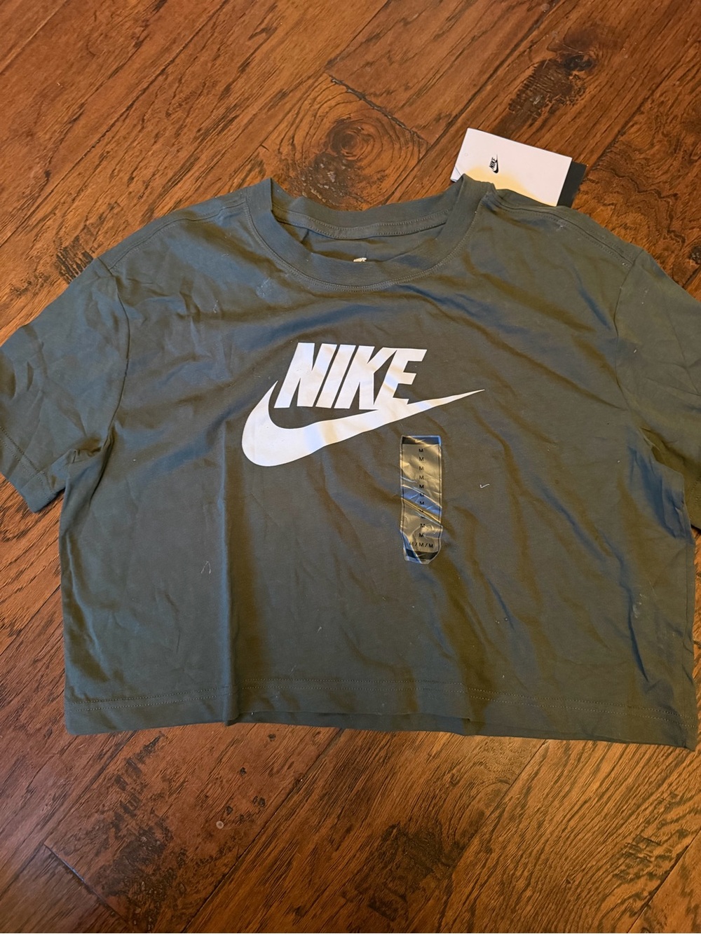 Nike Olive Green womens Logo Crop Tee